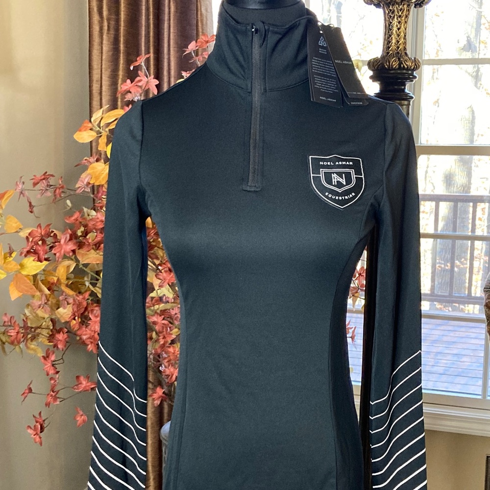 NWT NOEL ASMAR Equestrian Black Selina 1/4 Zip Sun Shirt Size XS